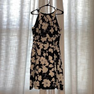 Floral Dress - Black with Navy Detail